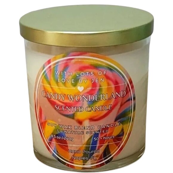 With Lots Of Love By Jen Creamy Vanilla Cotton Candy Scented Candle - Picture 1 of 5